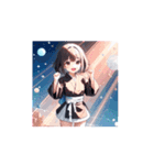 黒衣ガールの季節アニメスタンプ（個別スタンプ：1）