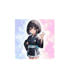 黒衣ガールの全力リアクションアニメ（個別スタンプ：15）