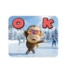 イラッとお猿さんの冬3D（個別スタンプ：3）