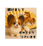 午年パピヨンの冬＆年末年始スタンプ（個別スタンプ：1）