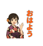 着物女子スタンプ(正月/成人式/卒業/浴衣)（個別スタンプ：24）