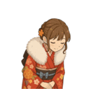 着物女子スタンプ(正月/成人式/卒業/浴衣)（個別スタンプ：26）