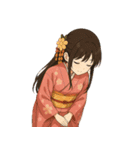 着物女子スタンプ(正月/成人式/卒業/浴衣)（個別スタンプ：28）