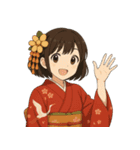 着物女子スタンプ(正月/成人式/卒業/浴衣)（個別スタンプ：29）