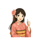 着物女子スタンプ(正月/成人式/卒業/浴衣)（個別スタンプ：30）