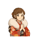 着物女子スタンプ(正月/成人式/卒業/浴衣)（個別スタンプ：31）