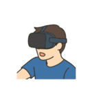 VRをプレイする男女（個別スタンプ：2）