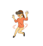 VRをプレイする男女（個別スタンプ：12）