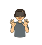 VRをプレイする男女（個別スタンプ：26）