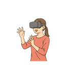 VRをプレイする男女（個別スタンプ：36）