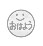 白黒・1年中使える♪プリチーはんこ（個別スタンプ：1）