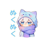 白猫耳パーカーくんの冬★癒し（個別スタンプ：11）