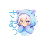 白猫耳パーカーくんの冬★癒し（個別スタンプ：21）