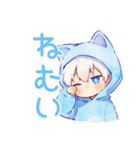 白猫耳パーカーくんの冬★癒し（個別スタンプ：24）