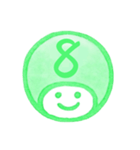 緑色・数字とローマ字♪プリチーはんこ（個別スタンプ：13）