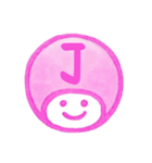 ピンク色・数字とローマ字♪プリチーはんこ（個別スタンプ：24）