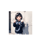 元気爆発！パーカー少女のリアクション（個別スタンプ：2）