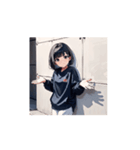 元気爆発！パーカー少女のリアクション（個別スタンプ：3）