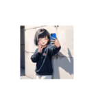 元気爆発！パーカー少女のリアクション（個別スタンプ：4）