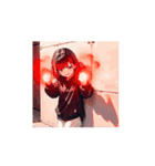 元気爆発！パーカー少女のリアクション（個別スタンプ：6）