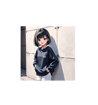 元気爆発！パーカー少女のリアクション（個別スタンプ：7）