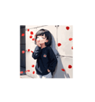 元気爆発！パーカー少女のリアクション（個別スタンプ：9）