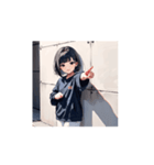 元気爆発！パーカー少女のリアクション（個別スタンプ：10）