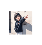 元気爆発！パーカー少女のリアクション（個別スタンプ：11）