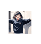 元気爆発！パーカー少女のリアクション（個別スタンプ：12）