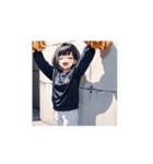 ほのぼのパーカー少女の日常スタンプ（個別スタンプ：1）
