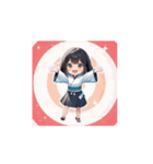 和風ゆる制服ガールのやさしいスタンプ（個別スタンプ：1）