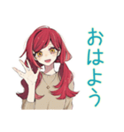 普段着赤髪女子★一年中使える（個別スタンプ：2）
