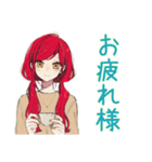 普段着赤髪女子★一年中使える（個別スタンプ：3）