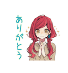普段着赤髪女子★一年中使える（個別スタンプ：7）