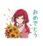 普段着赤髪女子★一年中使える（個別スタンプ：21）