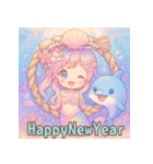 人魚＆イルカの毎年使える年末年始（個別スタンプ：8）