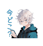 待ち合わせ★パーカー男子（個別スタンプ：37）