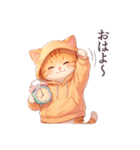 1年中毎日使える パーカーねこ 日常（個別スタンプ：5）