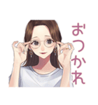 知的メガネガールの冷静ツッコミ（個別スタンプ：3）