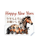 書き込める♥水彩風の馬 年賀スタンプ（個別スタンプ：23）
