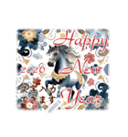 書き込める♥水彩風の馬 年賀スタンプ（個別スタンプ：24）