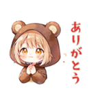 くま耳パーカーの女の子♡毎日使える（個別スタンプ：3）