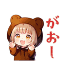 くま耳パーカーの女の子♡毎日使える（個別スタンプ：4）
