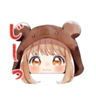 くま耳パーカーの女の子♡毎日使える（個別スタンプ：6）