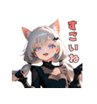 黒ドレスでニャー！？猫ガール（個別スタンプ：20）