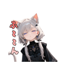 黒ドレスでニャー！？猫ガール（個別スタンプ：26）