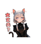 黒ドレスでニャー！？猫ガール（個別スタンプ：35）