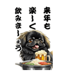 可愛い黒ペキニーズBIG年末年始（個別スタンプ：10）