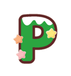 クリスマスカラー♡アルファベット＆数字（個別スタンプ：16）