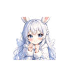 動いて可愛い♪雪ウサギ天使スタンプ（個別スタンプ：1）